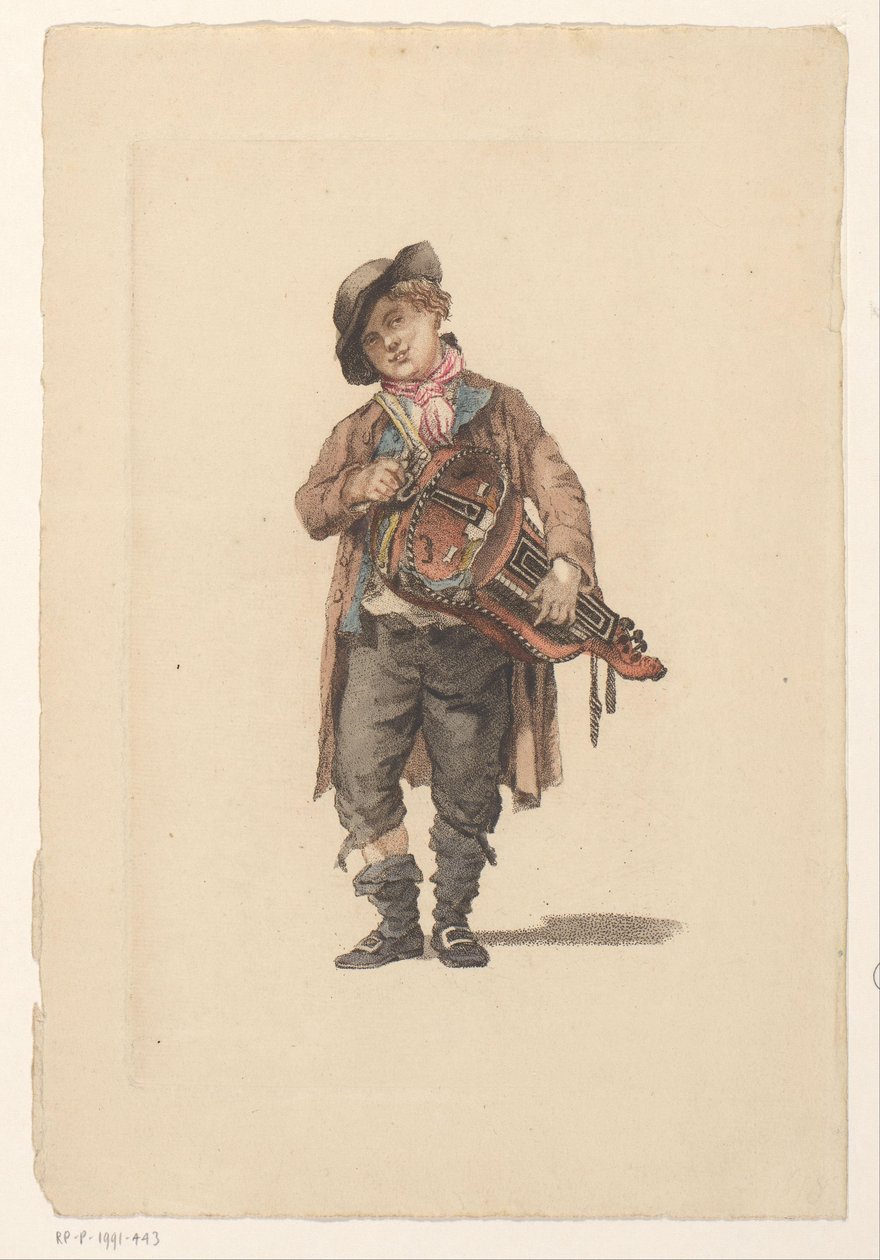 hurdy gurdy oyuncusu by Mathias de Sallieth