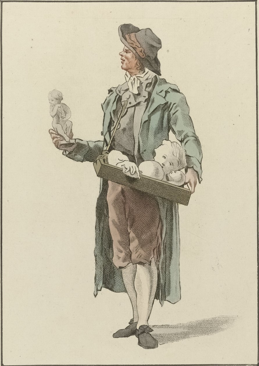 Alçı heykelcikler ile sokak satıcısı by Mathias de Sallieth