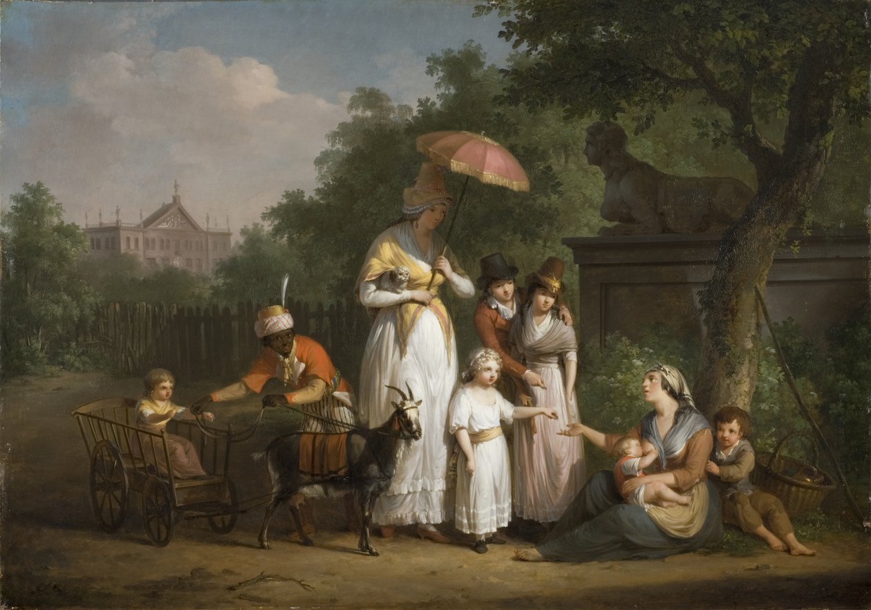 Bir Parkta Sadaka Dağıtan Soylu Bir Aile, 1793 by Mathieu Ignace van Bree