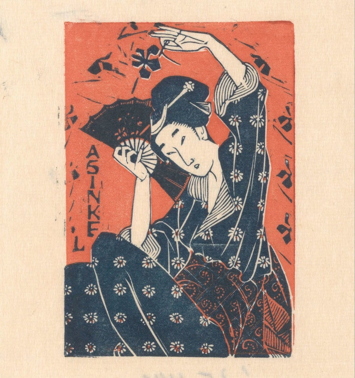 Japon kadınla A. Sinkel'in reklam kartı by Mathieu Lauweriks