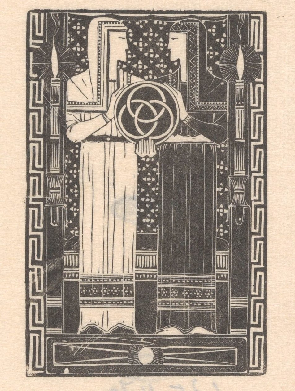 Halkalı daireli iki figür Zamanın ruhu (orijinal adı) On iki gravür (dizi adı) by Mathieu Lauweriks