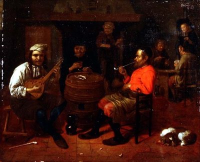 Mandolin Player ile Bir Taverna İçi by Mathijs Wulfraet