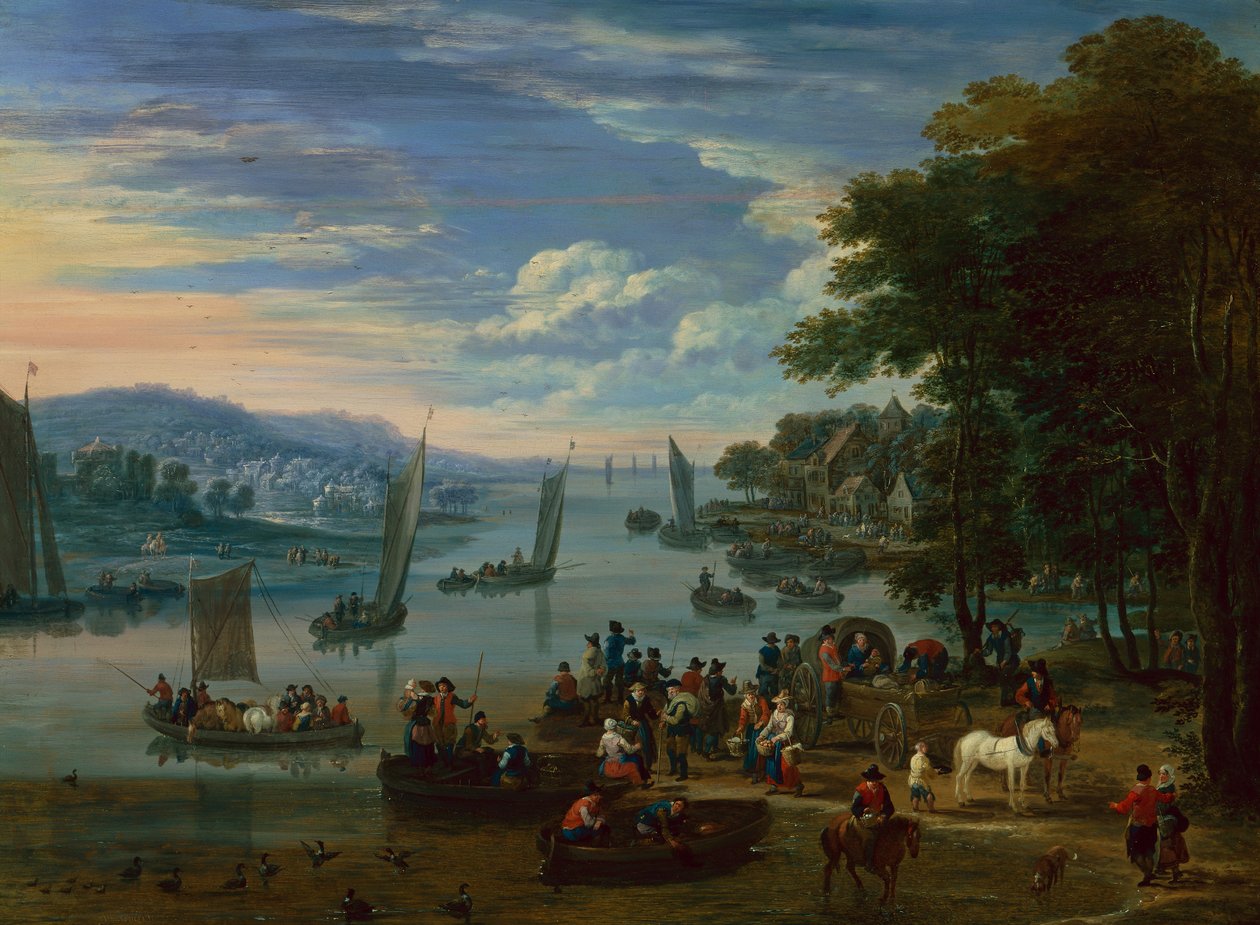 Sürükleyicilerle Sahil Manzarası (panelde yağ) by Mathys Schoevaerdts