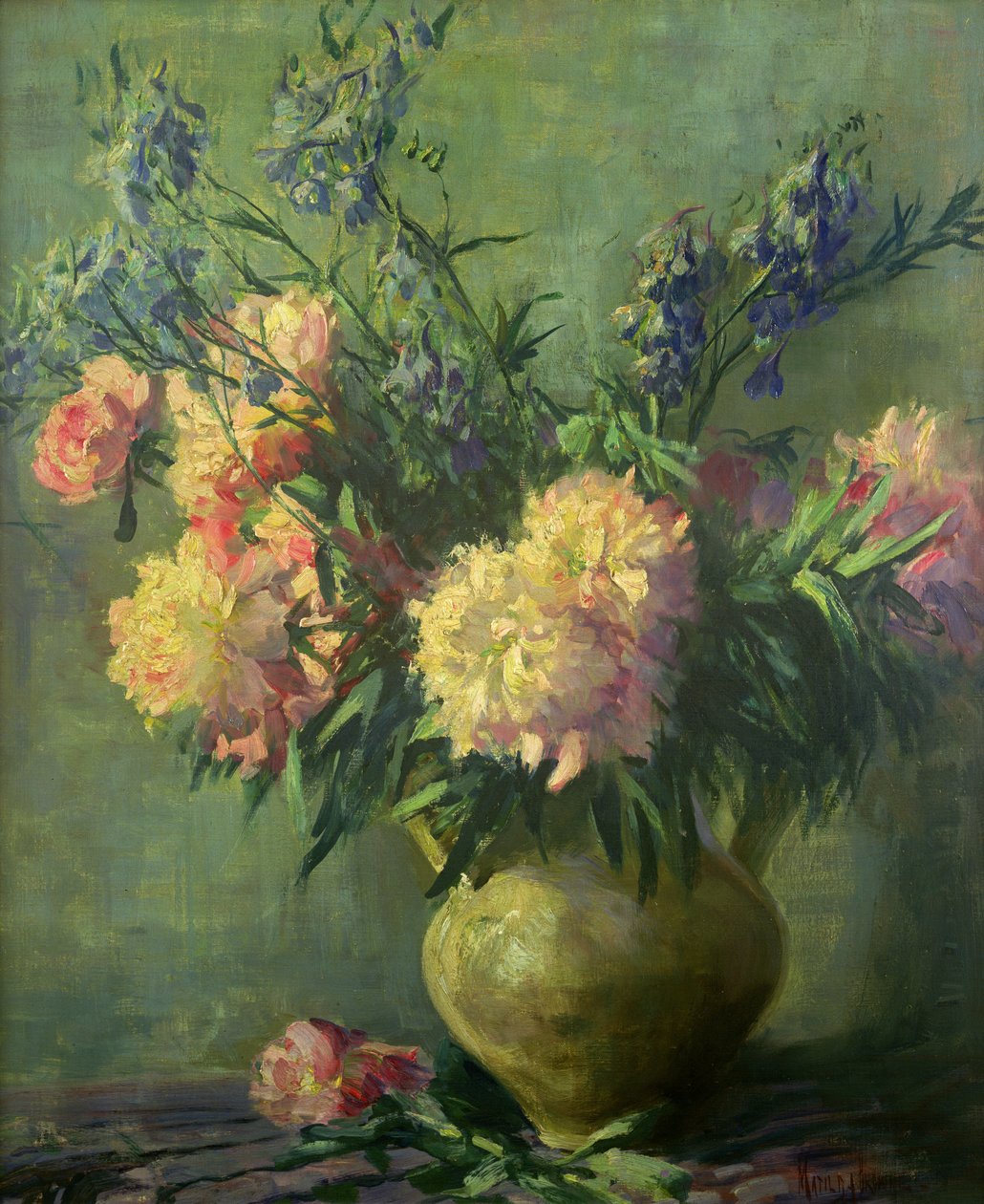 Pembe Şakayıklar (tuval üzerine yağlı boya) by Matilde Browne