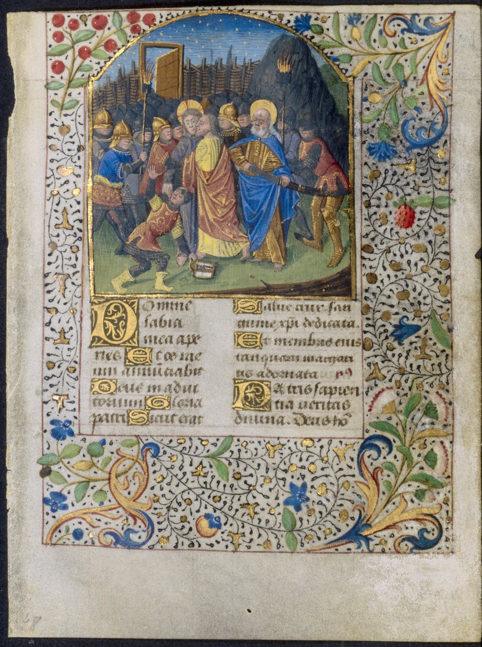 Saatler Kitabından Yaprak: İsa'nın İhaneti, c. 1470-1485. by Maître François