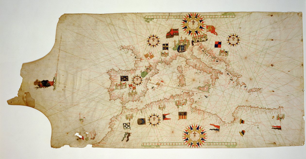 Orta Akdeniz Minyatür Deniz Haritası, 1560 (parşömen) by Matteo Prunes