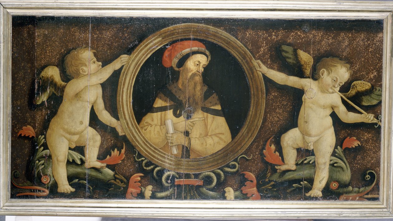 Putti ile erkek portresi, c.1510-15 (çam üzerinde tempera) by Matteo di Giuliano di Lorenzo Balducci