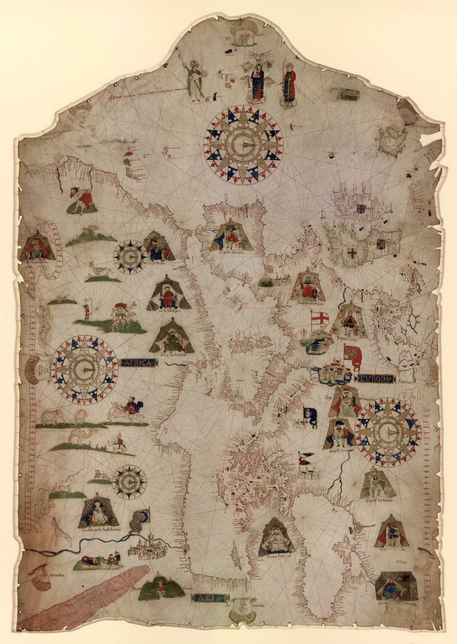 Akdeniz, Karadeniz ve Batı Avrupa ve Kuzeybatı Afrika kıyılarının haritası, c.1559 by Matteo Prunes