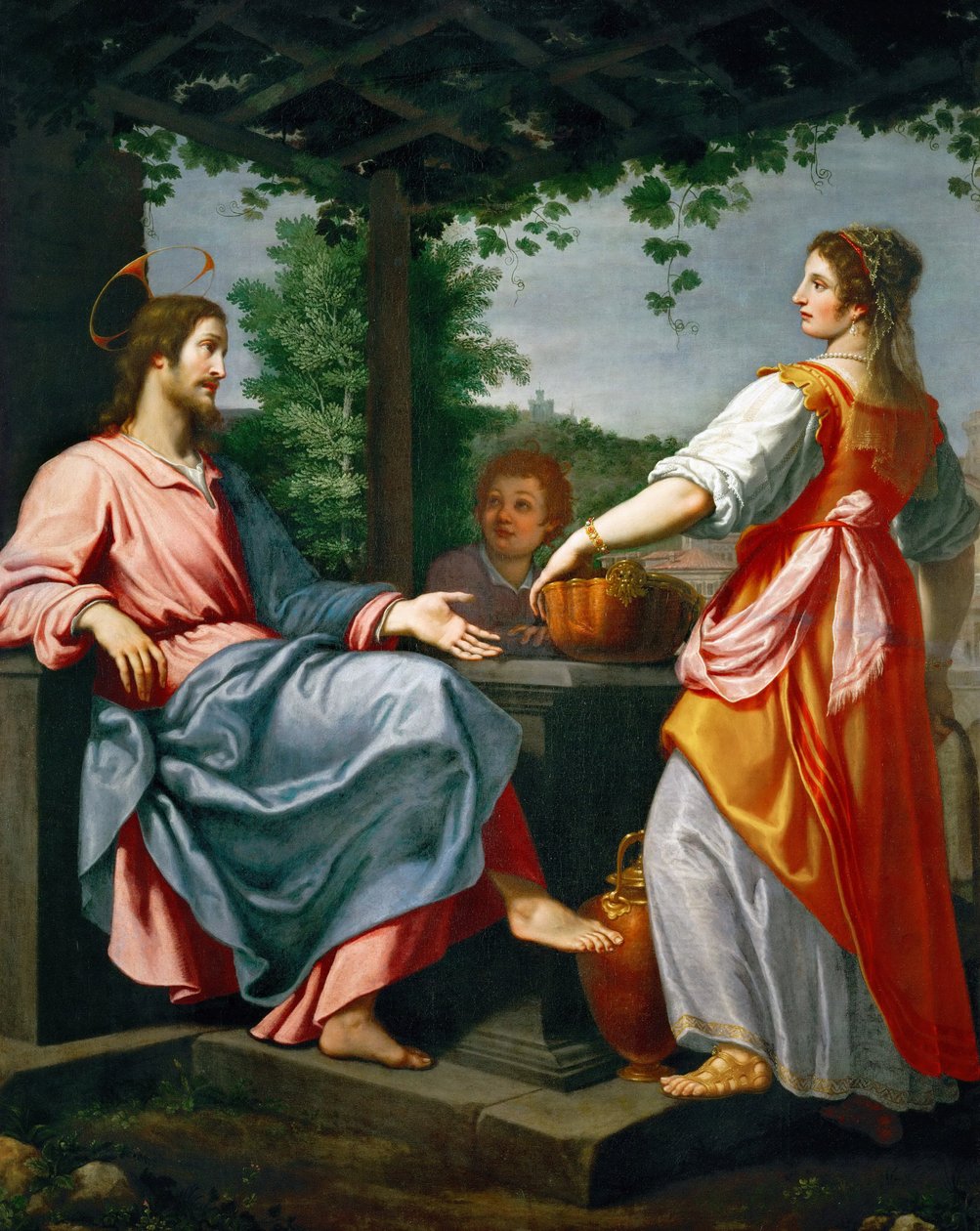 Jesus et la Samaritaine - Barok: Mesih ve Samiriyeli Kadın par Rosselli, Matteo (1578-1650), c. 1620. Tuval üzerine yağlı boya, 241x194. Sanat Tarihi Müzesi, Viyana by Matteo Rosselli