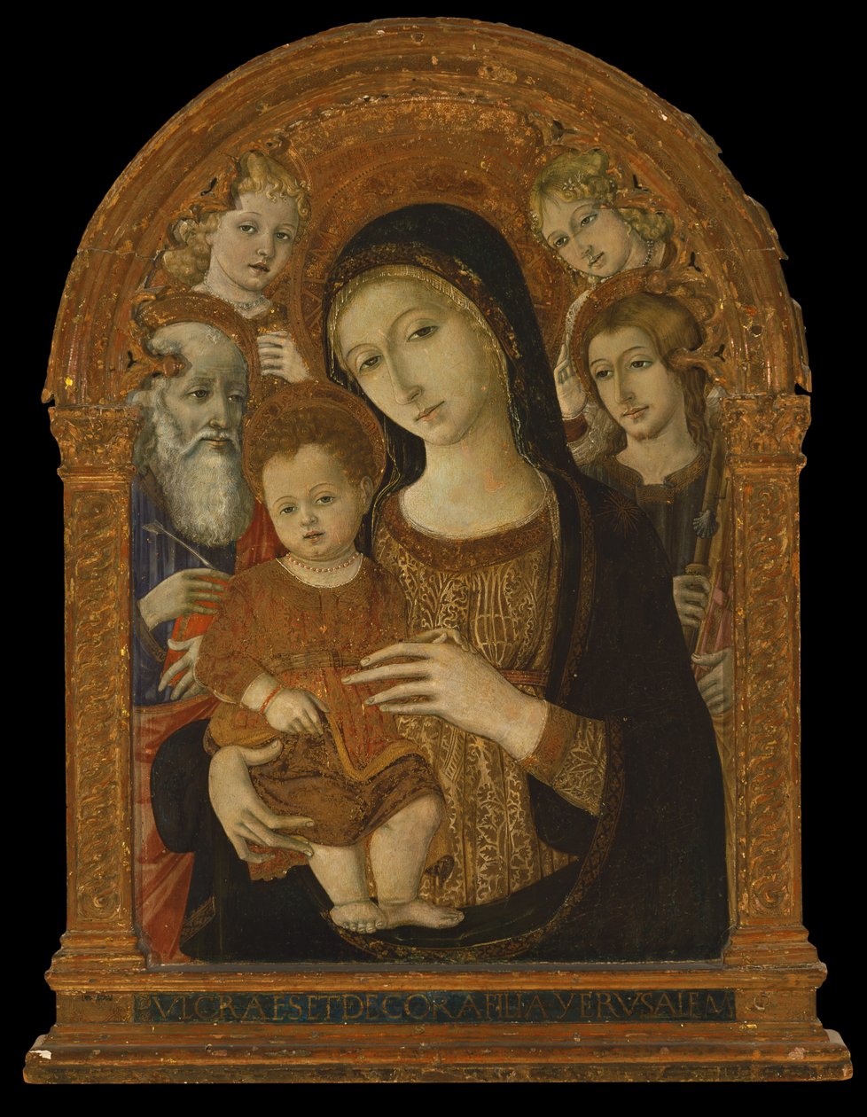 Aziz John the Evangelist, James ve iki Angels arasındaki Bakire ve Çocuk, c.1480-1490 (panelde tempera ve yağ) by Matteo di (c.1430 95) Giovanni