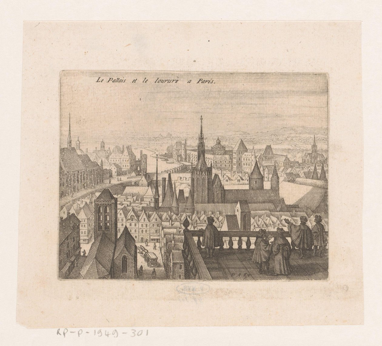 Paris'in görünümü Le Pallais et le lourure a Paris (nesne üzerindeki başlık) Yedi Fransız manzarası ve şehir manzarası (dizi başlığı) by Matthäus Merian (I)