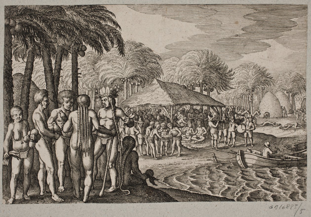 Hollandalıların başka bir adada kabulü hakkında by Matthäus Merian d.Æ.