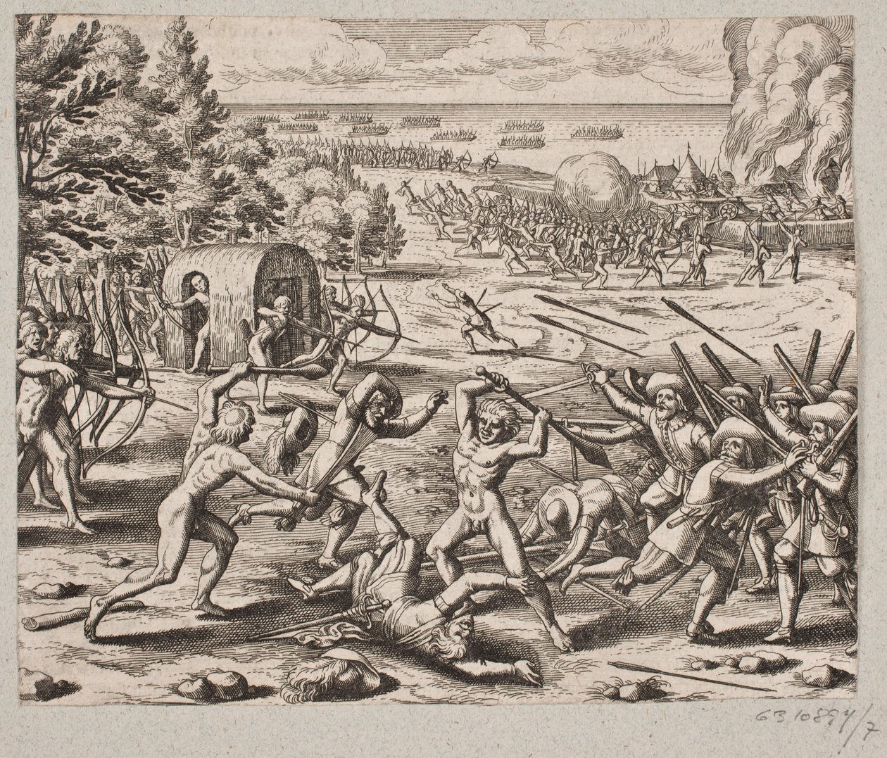 Vahşilerin yerleşim yerine varır varmaz Bay Sankt. John 300 Karayipler by Matthäus Merian d.Æ.