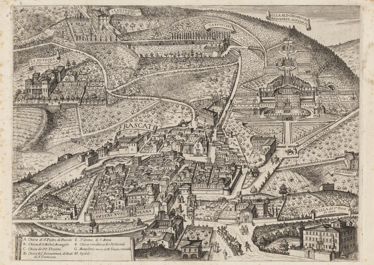 Frascati ve çevresinin görünümü by Matthaus Greuter