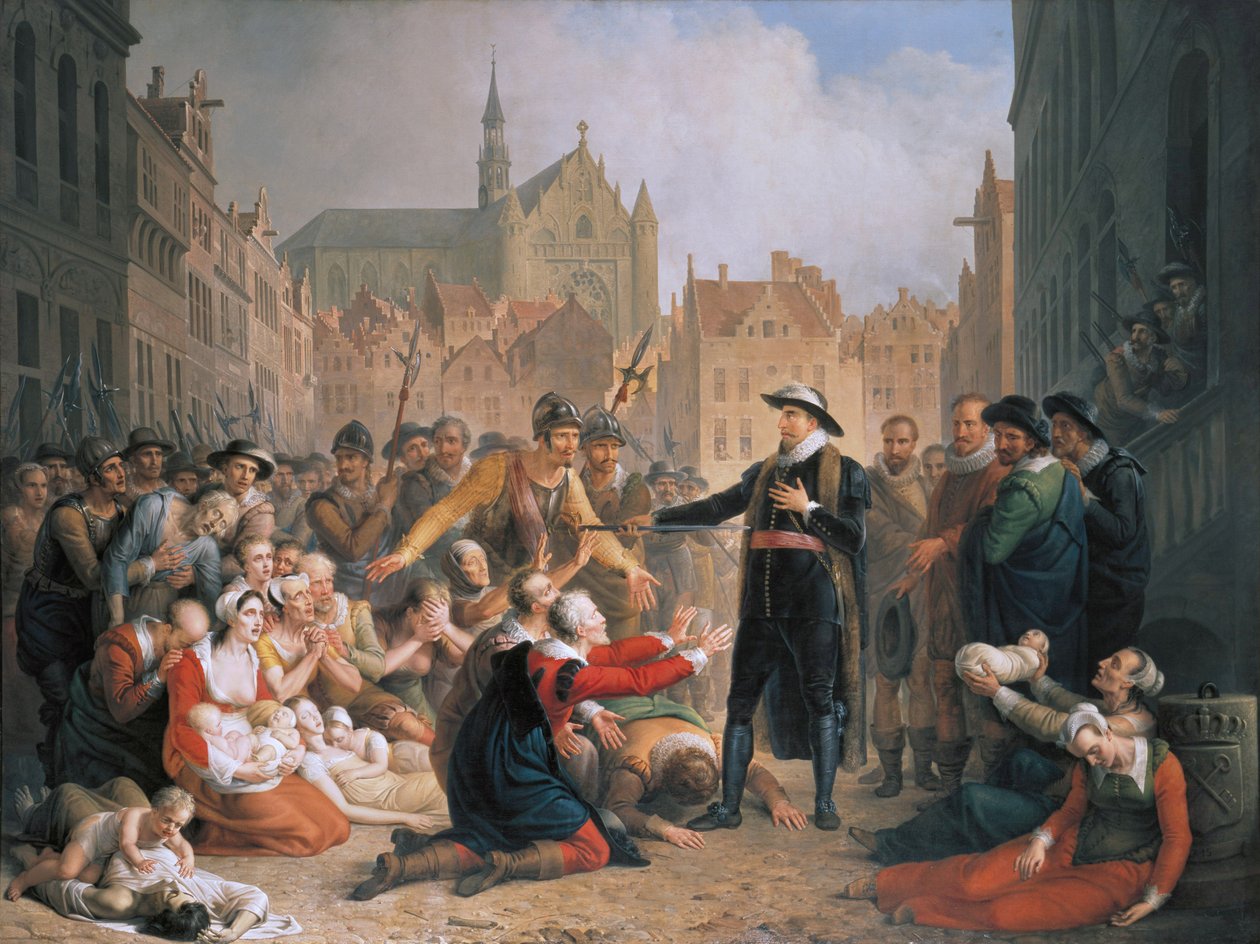 Belediye Başkanı van der Werf kılıcını Leiden halkına sunuyor by Mattheus Ignatius van Bree