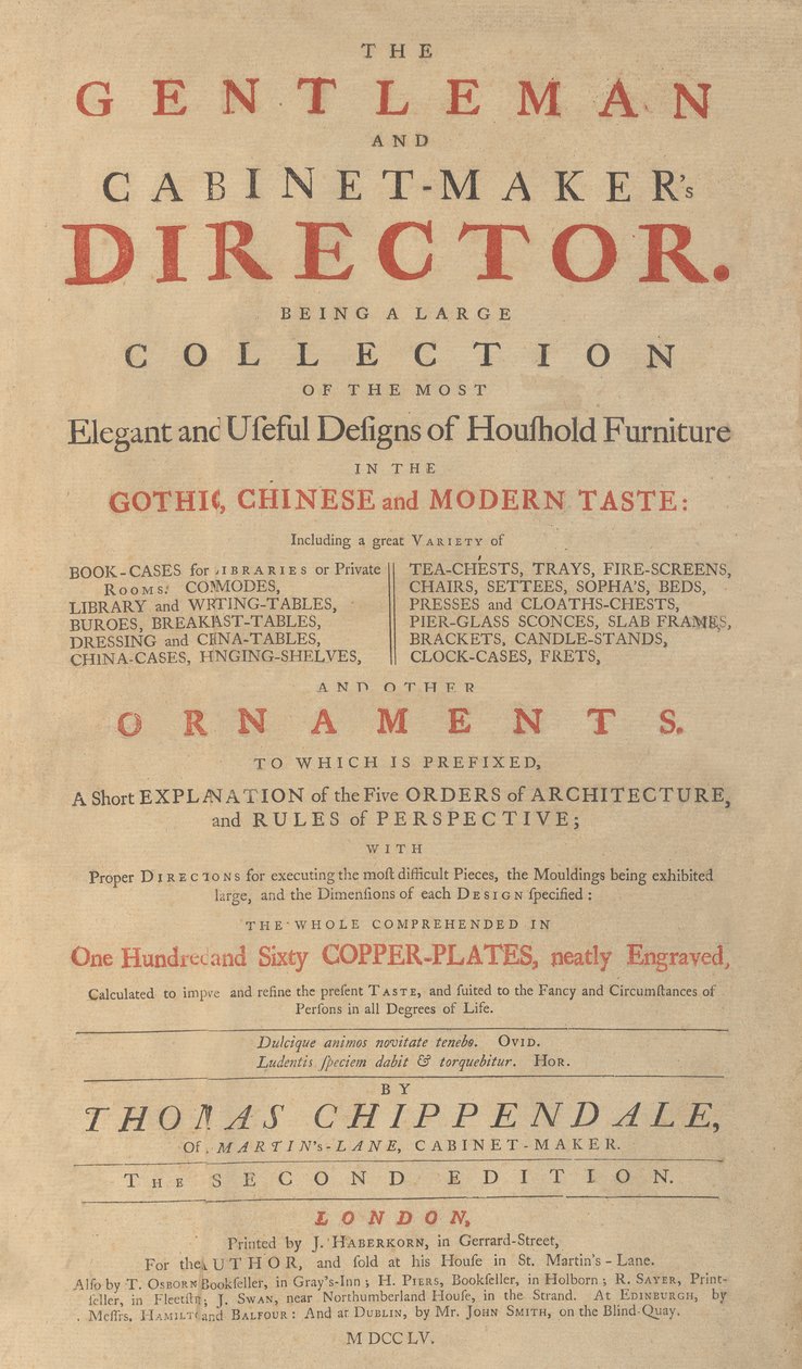 Beyefendi ve Kabine Yapıcı Direktörü, 1755 by Matthew Darly