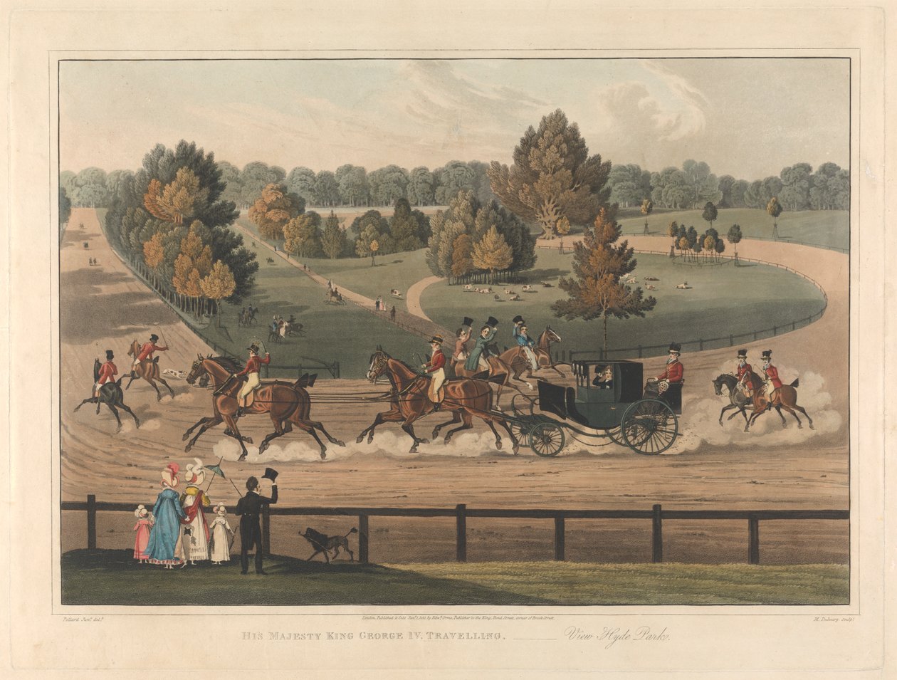 Koçluk: Majesteleri Kral George IV. Seyahat - Hyde Park'ı görüntüleyin. by Matthew Dubourg