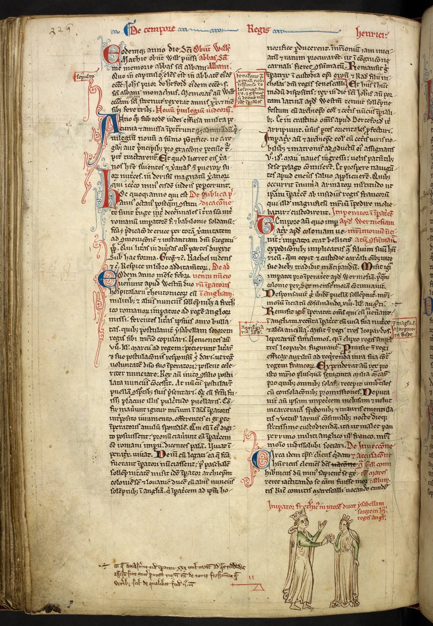 Frederick II ve İngiltere#39;li Isabella#39;nın Evliliği, Royal 14 C VII, f.123v by Matthew Paris