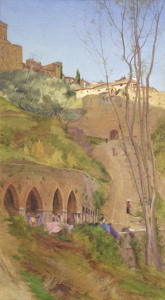 Çamaşırhanede Çamaşırcı Kadın, San Gimignano, İtalya by Matthew Ridley Corbet