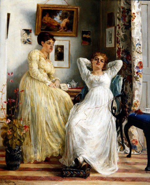 Sisters, 1876 dolayları (tuval üzerine yağlı boya) by Matthew White Ridley