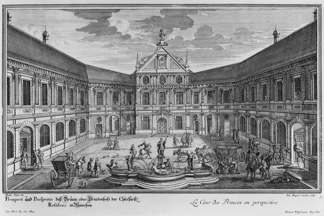 Palace at Munich, Germany, engraved by Johann August Corvinus   by Matthias Diesel