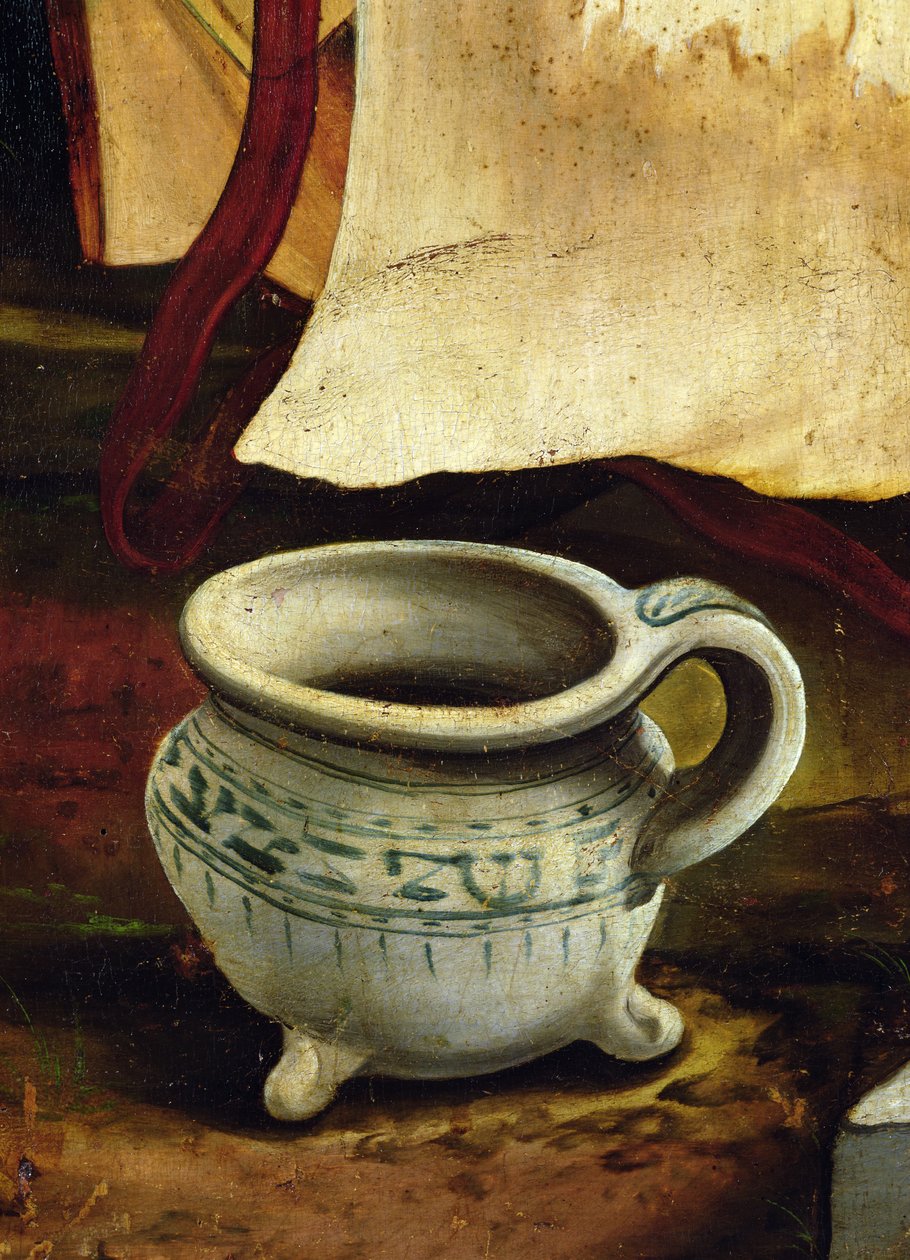Isenheim sunağının Doğuş sahnesinden bir çömlek detayı, dış kanat, c.1512-1516, panelde yağ by Matthias Grünewald