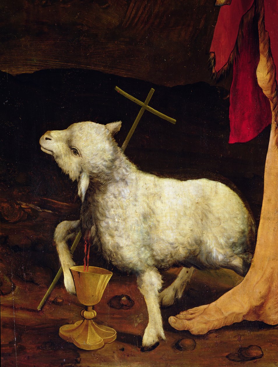 Isenheim sunağından Çarmıha Gerilme Detayı Bir kuzu detayı, c.1512-16, panel üzerinde yağlı boya by Matthias Grünewald
