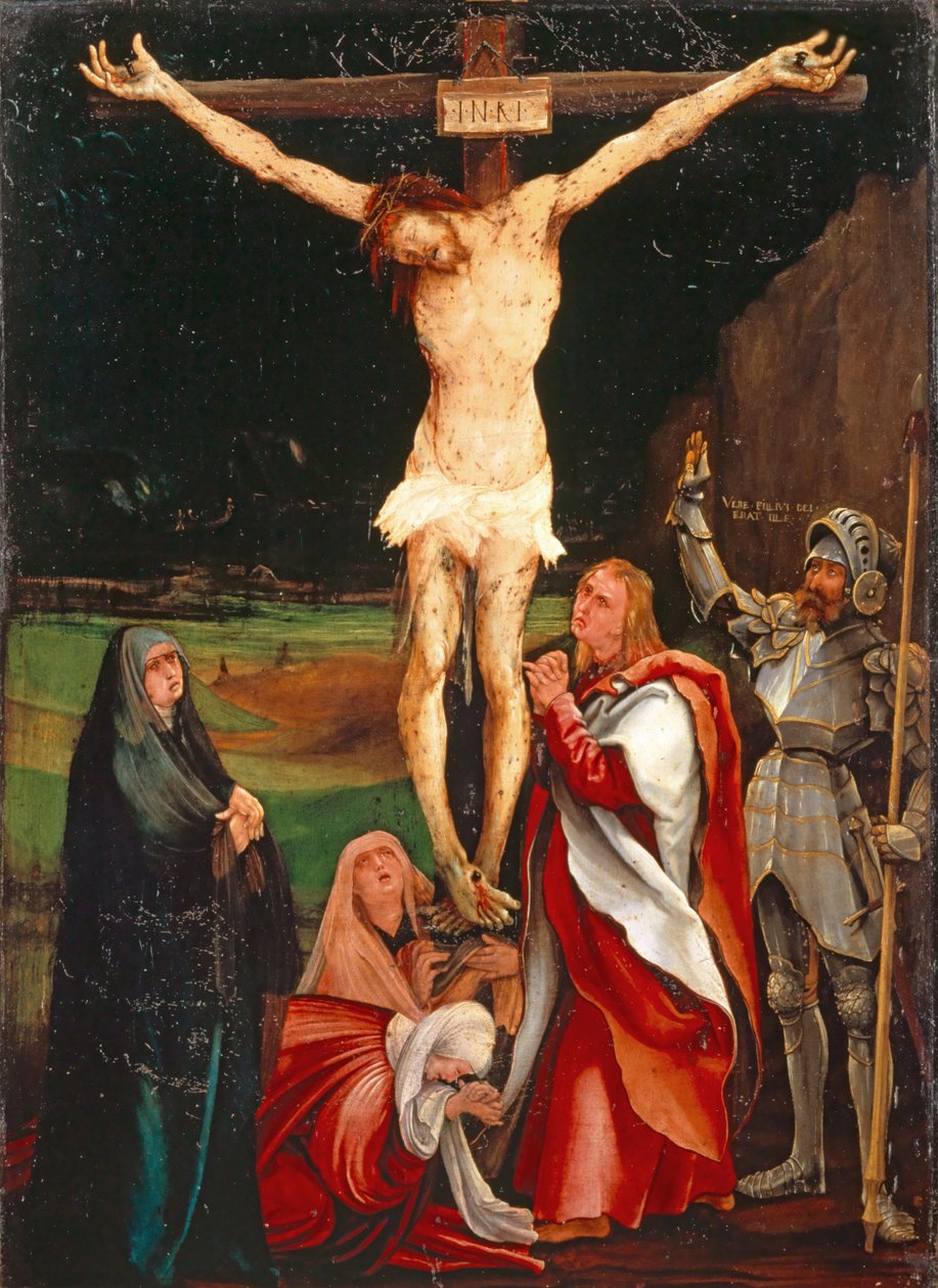 Çarmıha germe, c.1515 (ıhlamur ağacı üzerinde karışık teknik) by Matthias Grünewald