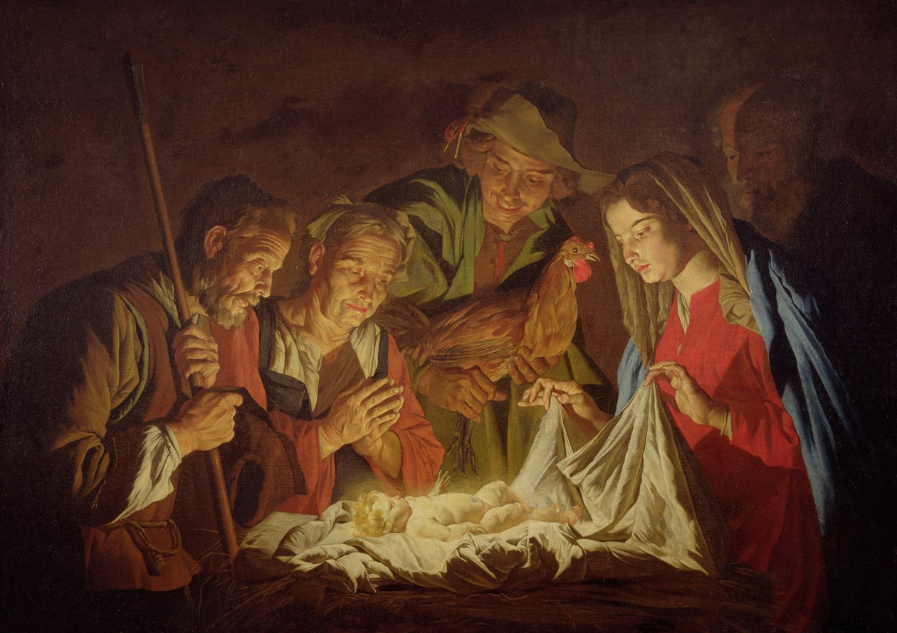 Çobanların Hayranlığı (tuval üzerine yağlı boya) by Matthias (c.1600 p.1650) Stomer