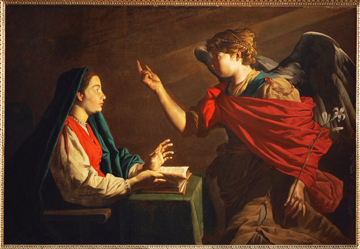 "Annunciation (tuval üzerine resim) by Matthias (c.1600-p.1650) Stomer