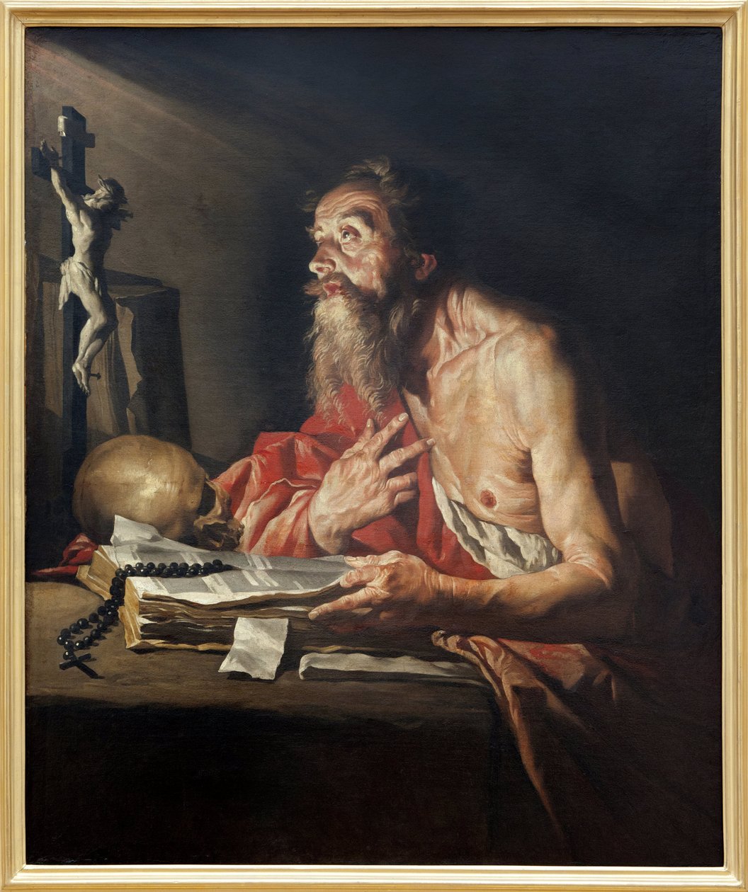 Saint Jerome, Mathias Stomer (Matthias Stom) (1600-sonrası 1650) tarafından Tuval Üzerine Yağlıboya Tablo - Fotoğraf, KIM Youngtae, Nantes, Nantes Güzel Sanatlar Müzesi by Matthias (c.1600 p.1650) Stomer