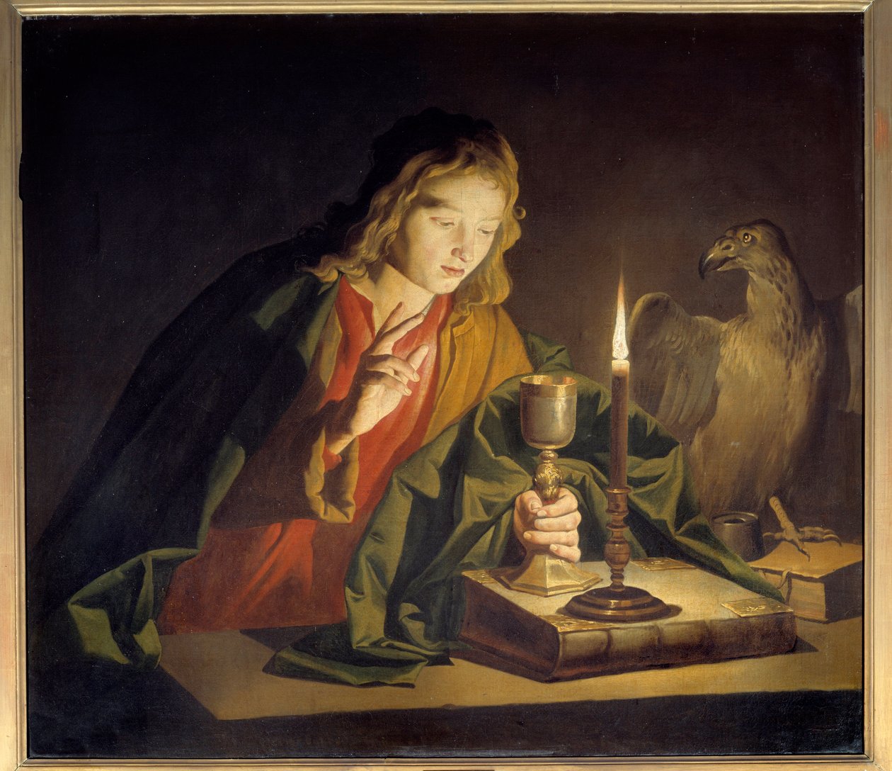 Saint John the Evangelist Tablo Mathias Stomer (Matthias Stom) tarafından (1600-1650) by Matthias (c.1600 p.1650) Stomer