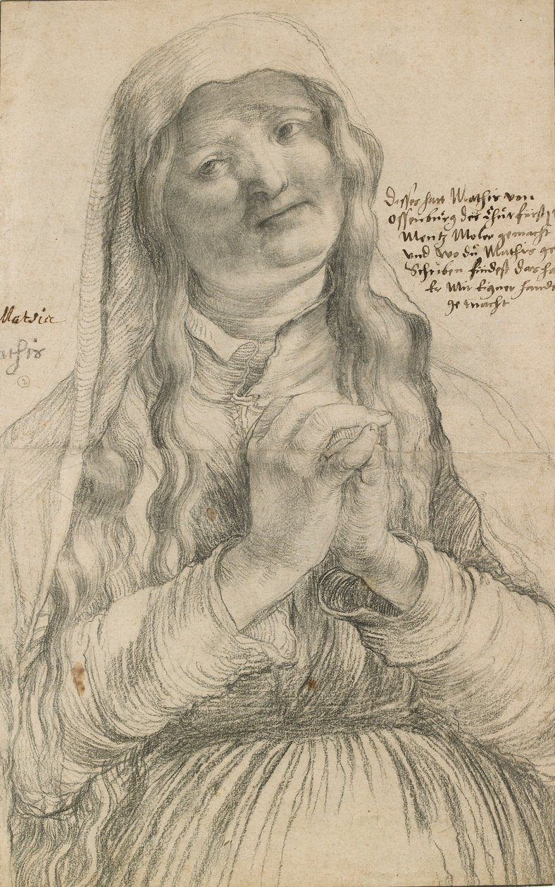 Elleri kenetlenmiş yaşlı bir kadın, 16. yüzyılın başlarında by Matthias Gruenewald