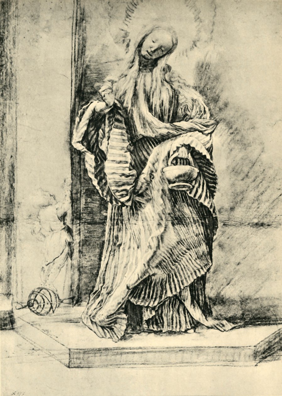Aziz Dorothy çiçek sepetiyle, c1520, 1943. by Matthias Gruenewald
