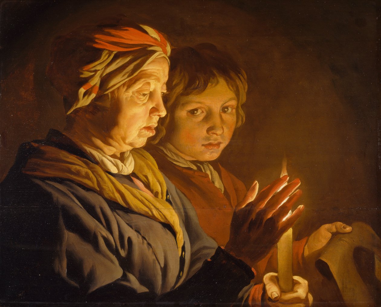Mum Işığında Yaşlı Kadın Ve Bir Erkek, 1630-1650 by Matthias Stomer