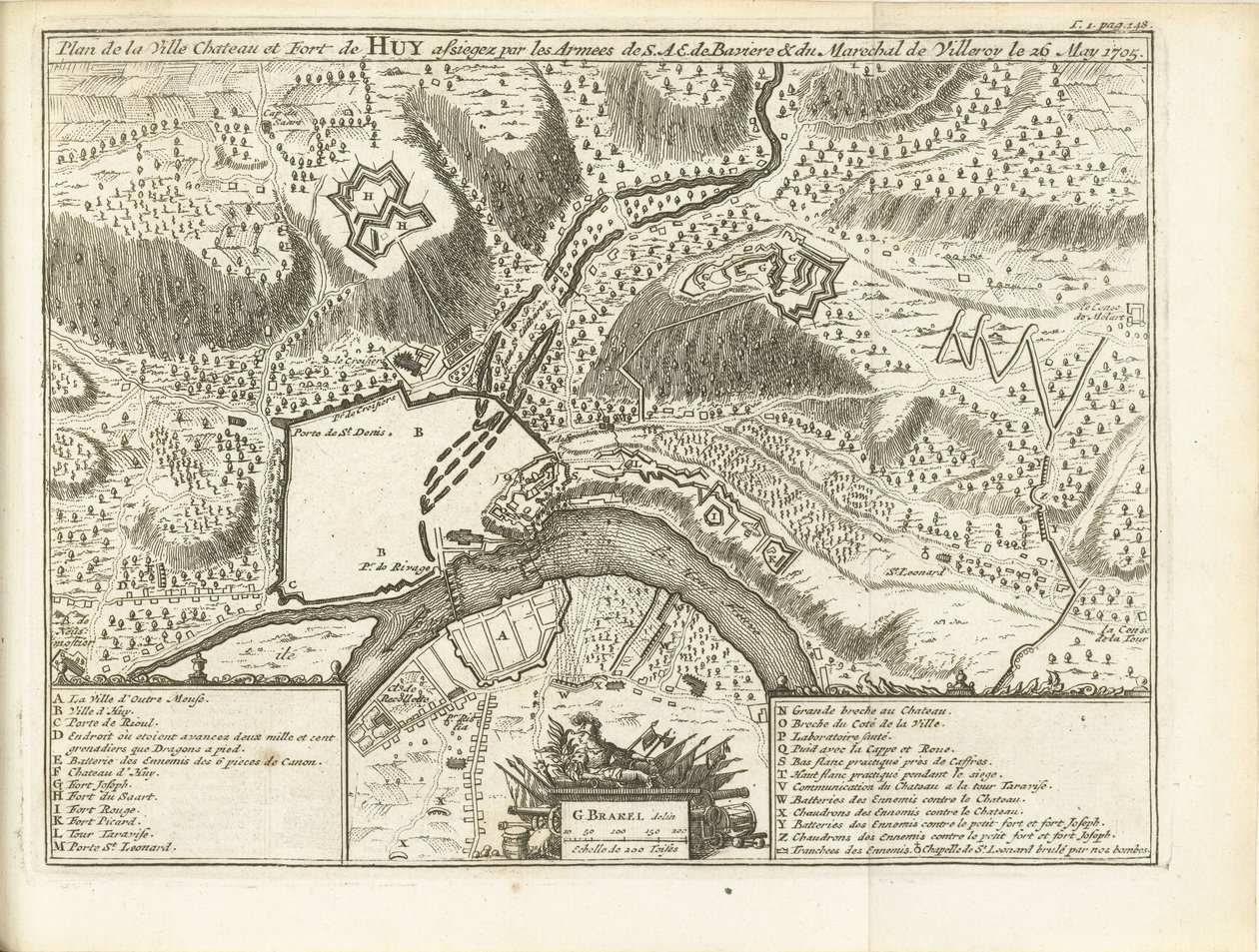 Beleg van Huy, 1705 S.A.E. Orduları tarafından kuşatılan Şehir Şatosu ve Huy Kalesi