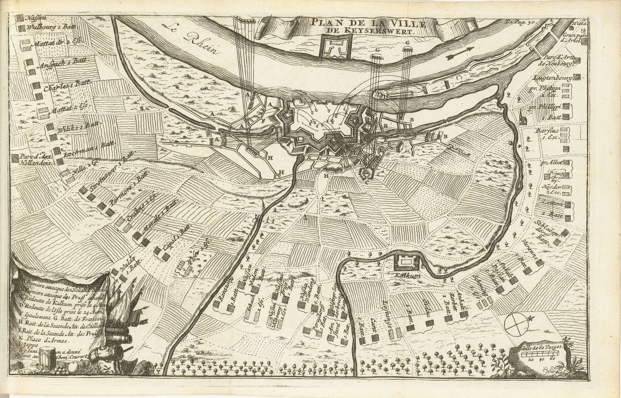 Keizersweerd Kuşatması, 1702 Plan de la Ville de Keyserswert (nesne üzerindeki başlık) by Matthijs Pool (possibly)