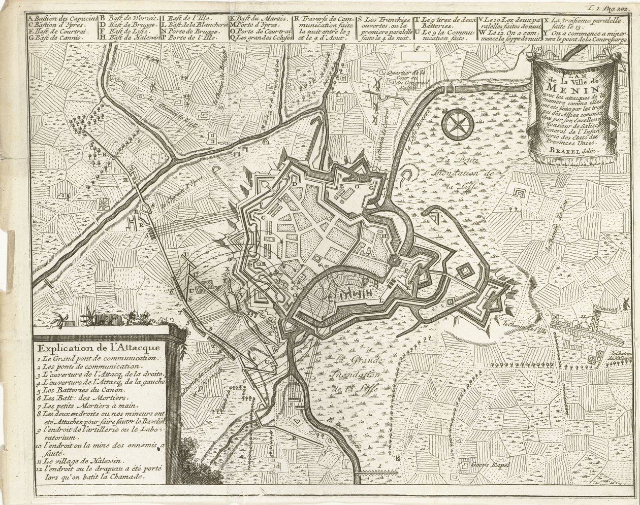 Menen Kuşatması, 1706 Plan de la Ville de Menin (...) (nesne üzerindeki başlık) by Matthijs Pool (possibly)