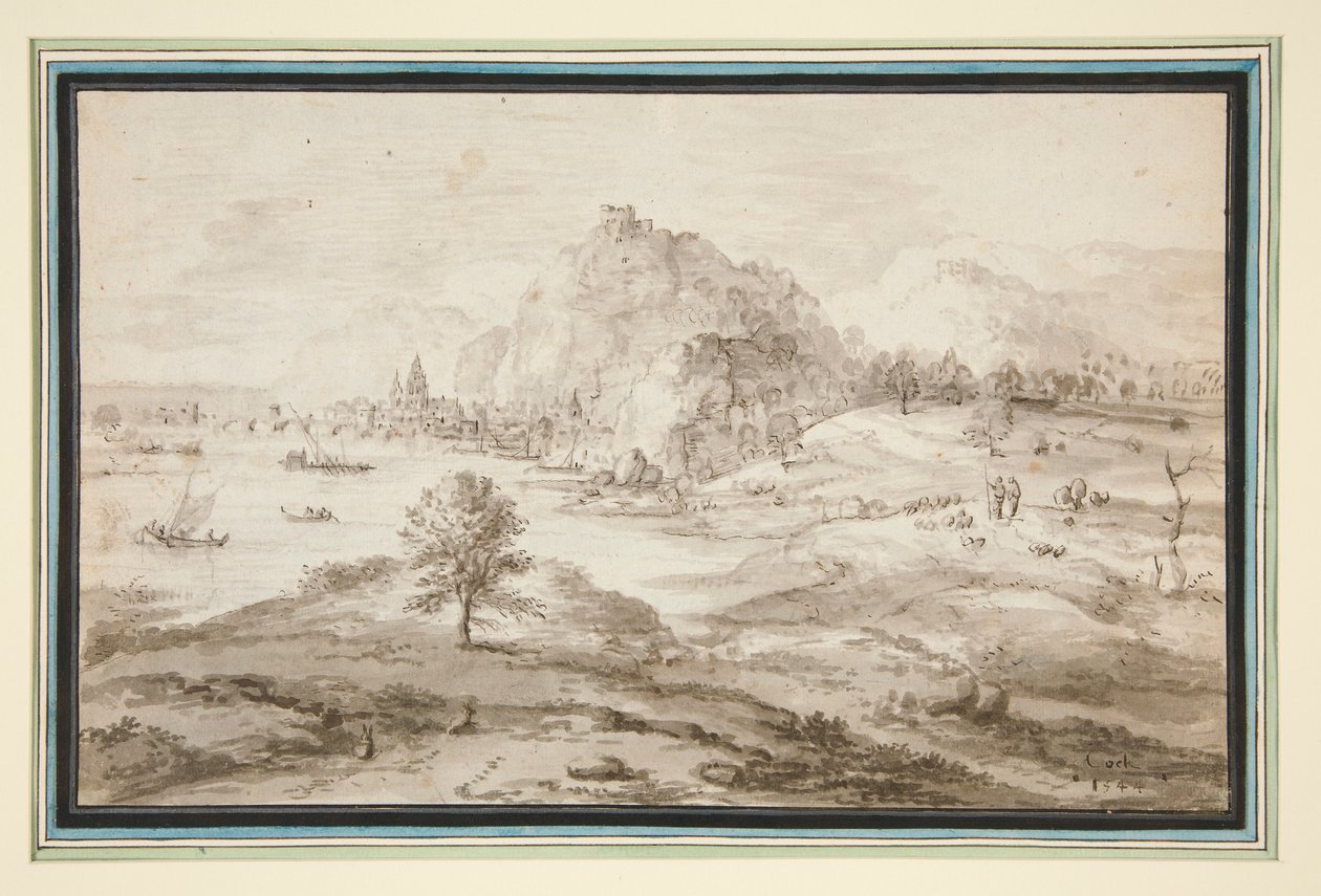 Liman ve Şehir ile Dağlık Manzara by Matthys Cock