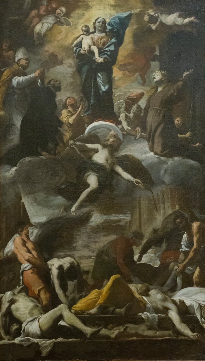 1656 vebası için adak freskinin taslağı by Mattia (1613 99) Preti