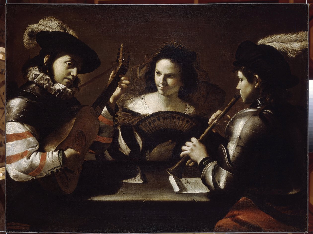 Konser. Mattia Preti (1613-1699), tuval üzerine yağlı boya, yaklaşık 1630. İtalyan sanatı by Mattia Preti