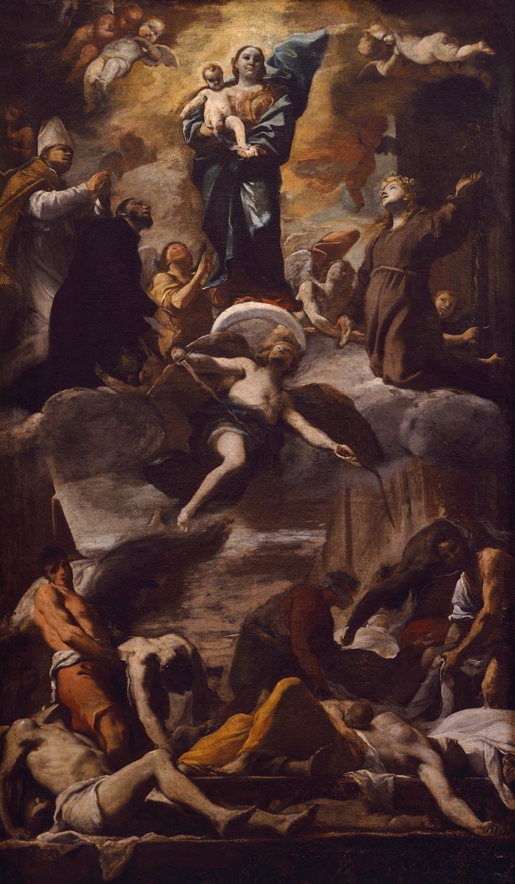 Napoli Vebası, c. 1660 (tuval üzerine yağlı boya) by Mattia Preti