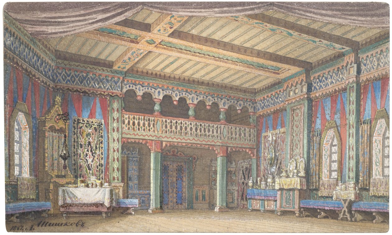 Bir sahne seti için taslak by Matwej Andrejewitsch Schischkow
