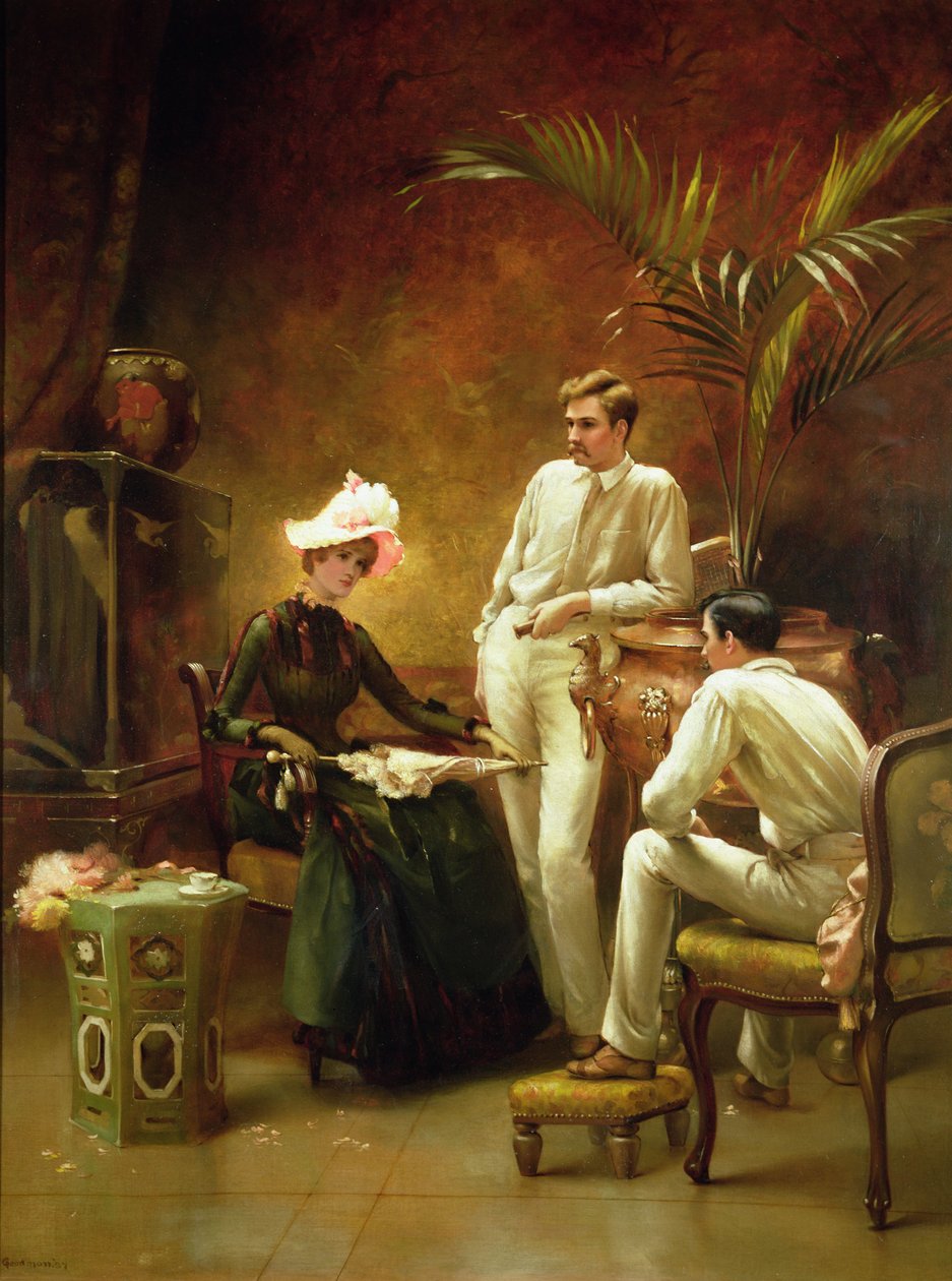 Rakipler - Tenis öncesi çay tuval üzerine yağlı boya by Maude Goodman