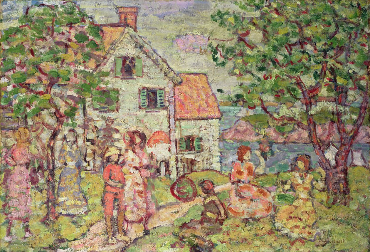 Sahil ve İki Ev, 1916-18 by Maurice Brazil Prendergast