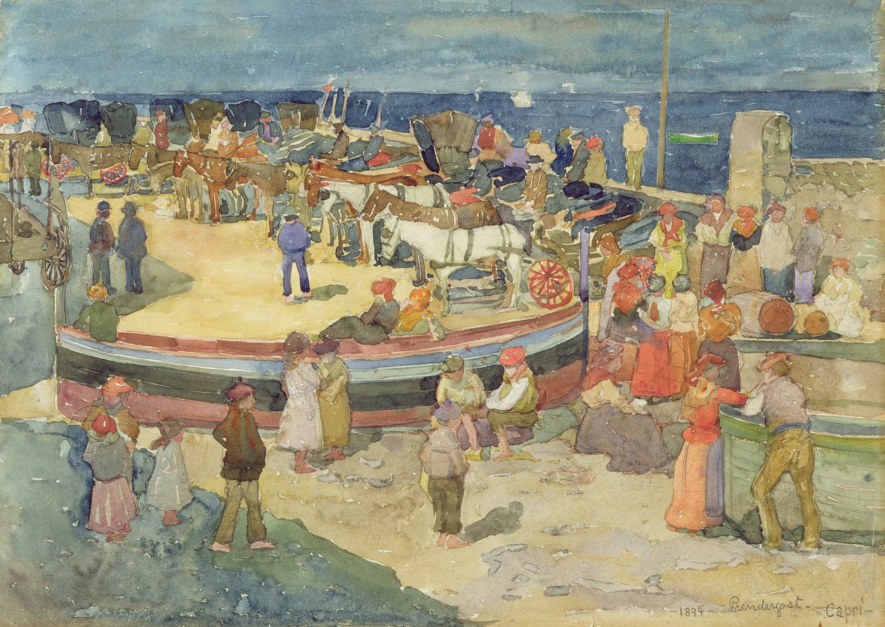Grande Marina, Capri, 1899 (kağıt üzerinde wc) by Maurice Brazil Prendergast