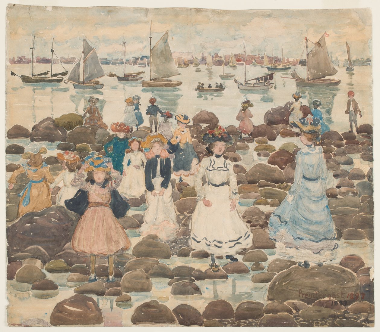 Low Tide, Beachmont, c.1902 (kağıt üzerinde grafit üzerinde wc) by Maurice Brazil Prendergast