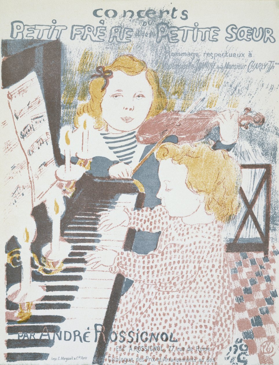 Concerts pour le petit frere et la petite soeur (André Rossignols Genç Erkek ve Kız Kardeş Konseri için Notalar Kapağı), 1903 (renkli litografi) by Maurice Denis