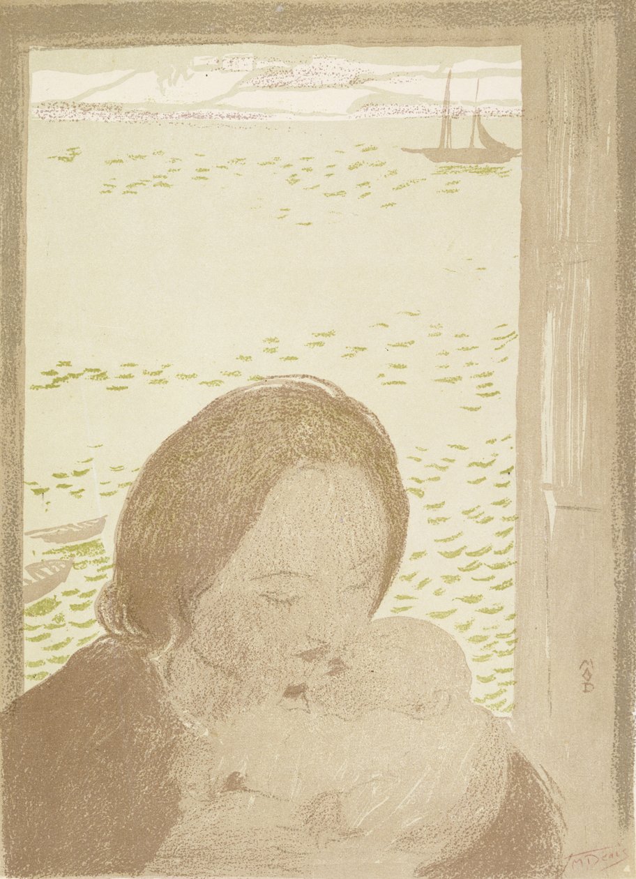 Mother and Child by the Sea at Pouldu, 1900 (colour litho on wove paper) by Maurice Denis