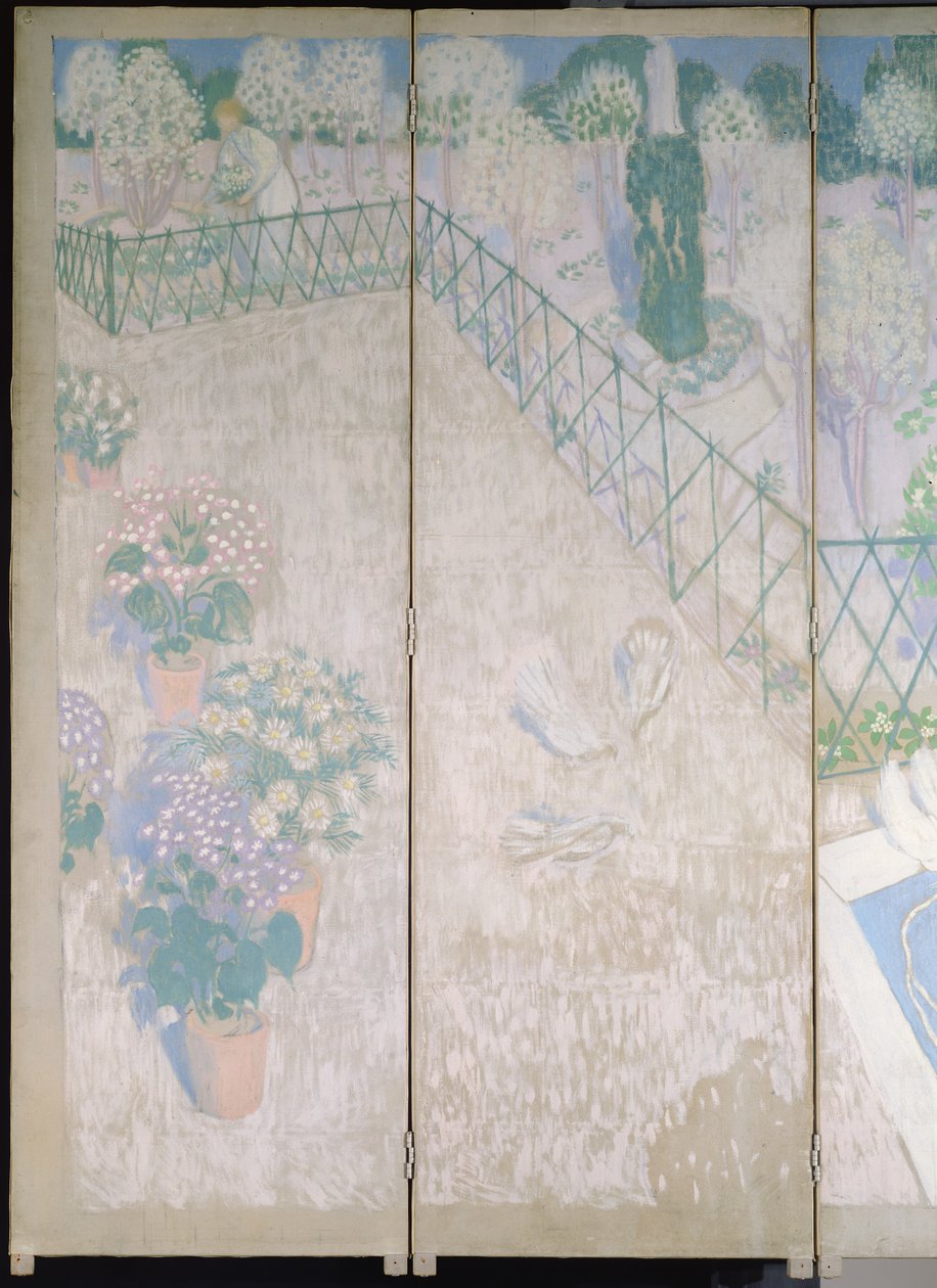 Güvercinli ekran, sağ panellerin detayı, c.1896 tuval üzerine yağlı boya by Maurice Denis
